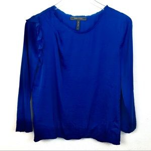 Long sleeve silk ruffle blouse